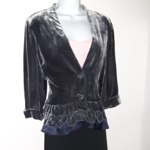 WRAP: Gray Velvet Top-Jacket * Satin-Lined * Soft * 10-12 * Elevate Your Style * - Picture 5 of 9